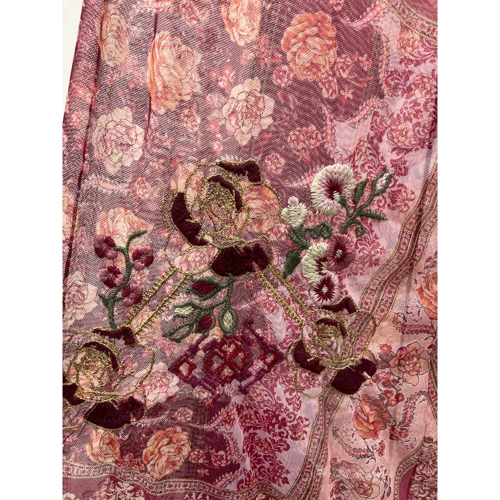 Johnny Was Cardinal Mesh Long Sleeve Embroidered Dress Sz M - Picture 6 of 13